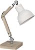 Clayre & Eef Bureaulamp 15x15x47 Cm Beige Hout Ijzer Vierkant Tafellamp Beige Tafellamp online kopen