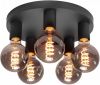 Highlight Plafondlamp Basic 5 Lichts Ø 30 Cm E27 Zwart online kopen