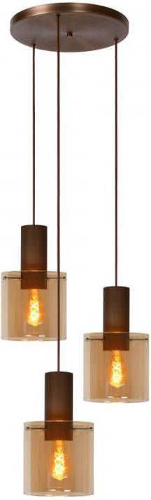 Lucide Toledo Hanglamp amber 3xe27 40w glas online kopen