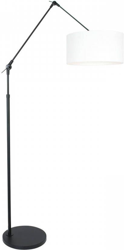 Steinhauer Vloer Leeslamp Prestige Chic zwart met 40cm wit linnen lampenkap 8114ZW online kopen