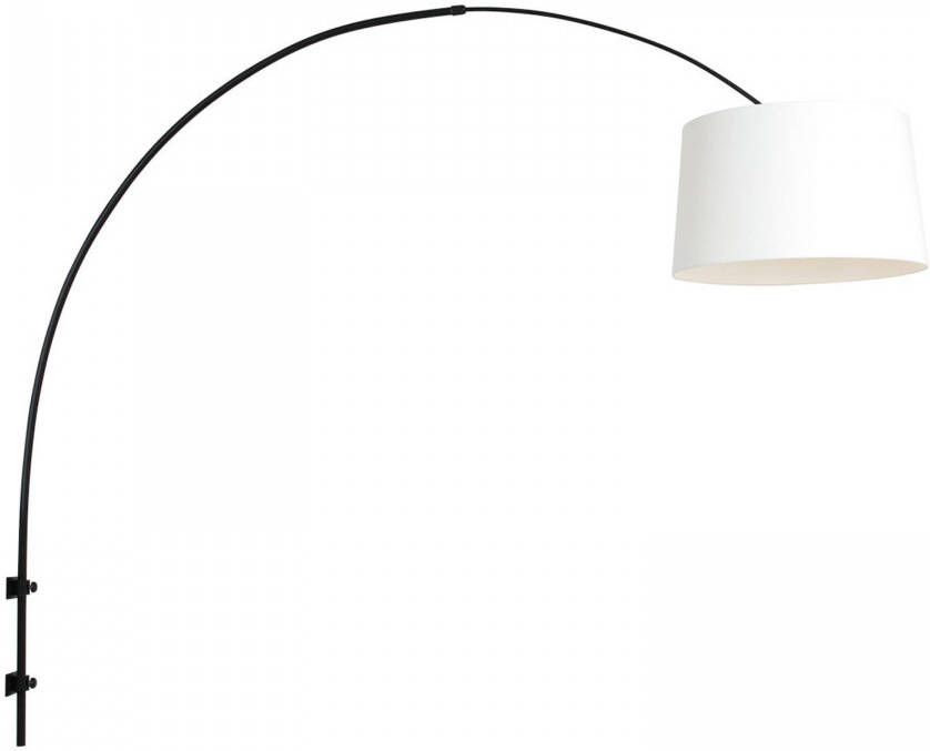 Steinhauer Wand booglamp Sparkled zwart met witte lampenkap 8193ZW online kopen