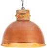 VIDAXL Hanglamp industrieel rond E27 50 cm mangohout koperkleurig online kopen