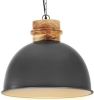 VIDAXL Hanglamp industrieel rond E27 50 cm massief mangohout grijs online kopen