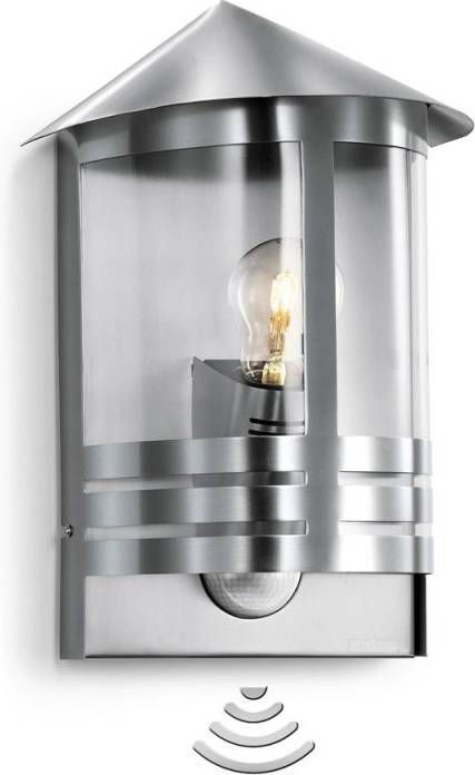 pindas cijfer moe Steinel RVS wandlamp L170S met bewegingsmelder 645311 - Lampenwinkel.org