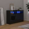VIDAXL Dressoir met LED verlichting 115, 5x30x75 cm hoogglans zwart online kopen