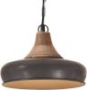 VIDAXL Hanglamp industrieel E27 26 cm ijzer en massief hout grijs online kopen