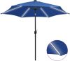 VidaXL Parasol met LED verlichting en aluminium paal 300 cm azuurblauw online kopen