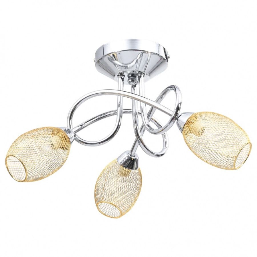 VidaXL Plafondlamp Met Vergulde Kappen Voor 3 X G9 Peertjes online kopen