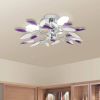 VidaXL Plafondlamp witte en paarse acryl kristal bladeren 3xE14 online kopen