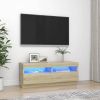 VidaXL Tv meubel met LED verlichting 100x35x40 cm sonoma eikenkleurig online kopen