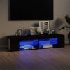 VidaXL Tv meubel met LED verlichting 135x39x30 cm hoogglans zwart online kopen