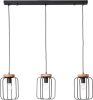 Brilliant Hanglamp Tosh Beam 3 lichts zwart met houtbruin 99503/66 online kopen