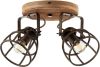 Brilliant Landelijke plafondlamp Matrix Disk 2 lichts koperbrons met hout 83424/46 online kopen