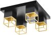 EGLO plafondlamp Montebaldo 4 lichts zwart/goud Leen Bakker online kopen