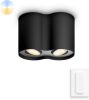 Philips Plafondspot Hue Pillar White Ambiance 2 lichts zwart met schakelaar 929003046401 online kopen