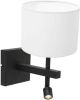 Steinhauer Slaapkamer wandlampje Stanger zwart met wit 8202ZW online kopen