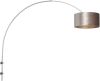 Steinhauer Wand booglamp Sparkled RVS met taupe velourse kap 8146ST online kopen