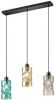 Trio international Hanglamp Swirl Beam 3 lichts zwart met gekleurd glas R30533017 online kopen