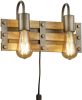 Trio international Vintage wandlamp Khan 2 lichts antiek nikkel met hout 205570267 online kopen