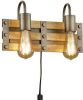 Trio international Vintage wandlamp Khan 2 lichts antiek nikkel met hout 205570267 online kopen