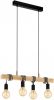 EGLO Hanglamp TOWNSHEND zwart, bruin/l70 x h110 x b10, 5 cm/excl. 4 x e27(elk max. 60 w)/plafondlamp vintage retro design lamp hanglamp hanglamp eettafellamp eettafel lamp voor de woonkamer houten lamp online kopen