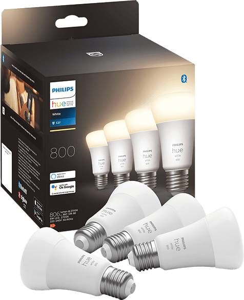 Philips Hue Standaardlamp A60 E27 4 pack zachtwit licht online kopen