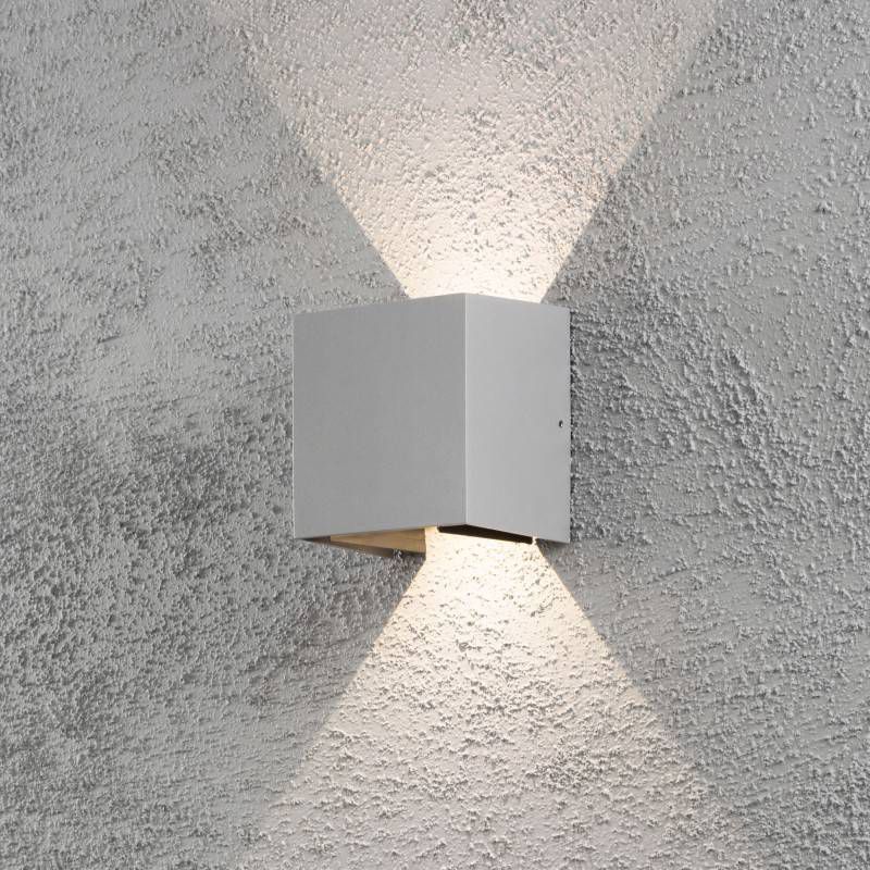 Konstsmide Buitenlamp 'Cremona 2' Wandlamp, 13cm hoog, PowerLED 2 x 3W / 230V, kleur Zilver online kopen