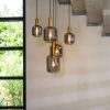 Light & Living Lekar Hanglamp 5 lichts rond antiek brons + smoke glas online kopen