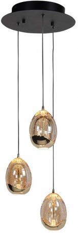 Highlight Hanglamp Golden Egg 3 Lichts Ø 25 Cm Amber zwart online kopen