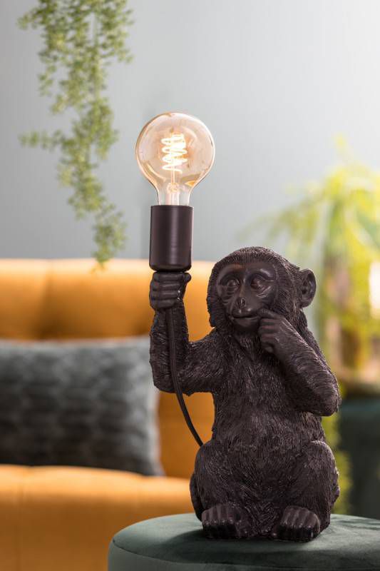 Light & Living Tafellamp 'Monkey' 34cm, kleur Zwart online kopen