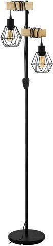 EGLO Staande lamp TOWNSHEND 5 zwart/l40 x h166, 5 x b25 cm/excl. 2 x e27(elk max. 60 w)/staande lamp retro vintage lamp met hout slaapkamerlamp lamp voor de woonkamer staande lamp houten lamp leeslamp online kopen