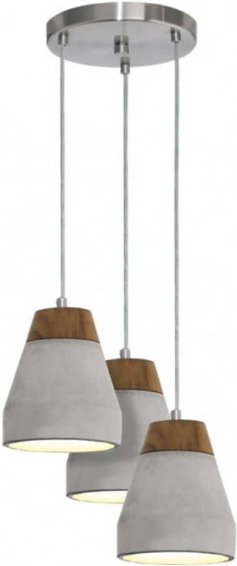 Eglo Hanglamp Tarega 3 lichts betongrijs met hout 95526 online kopen