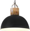 VIDAXL Hanglamp industrieel rond E27 42 cm massief mangohout zwart online kopen