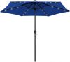 VidaXL Parasol met LED verlichting en aluminium paal 270 cm azuurblauw online kopen