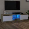 VidaXL Tv meubel met LED verlichting 140x40x35, 5 cm wit sonoma eiken online kopen