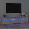 VidaXL Tv meubel Met Led verlichting 195x35x40 Cm Sonoma Eikenkleurig online kopen
