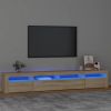 VidaXL Tv meubel Met Led verlichting 240x35x40 Cm Sonoma Eikenkleurig online kopen
