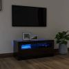 VidaXL Tv meubel Met Led verlichting 90x35x40 Cm Hoogglans Zwart online kopen