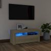 VidaXL Tv meubel met LED verlichting 90x35x40 cm sonoma eikenkleurig online kopen