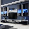 VIDAXL Wandkasten tv unit zwart hoogglans met blauwe led verlichting 8 st online kopen