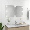 VidaXL Wandspiegel zonder lijst met LED lampen rechthoekig glas online kopen