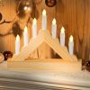 Merkloos Houten Kaarsenbrug Met Led Verlichting Warm Wit 7 Lampjes 21 Cm Kerstverlichting Figuur online kopen