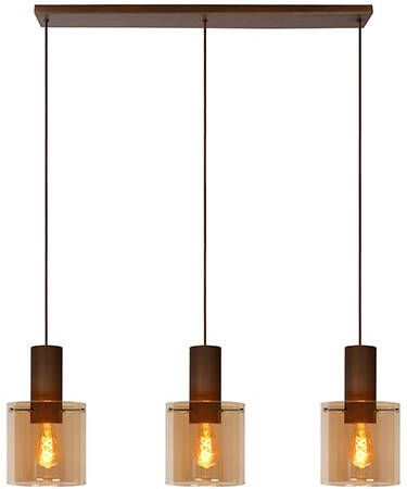 Lucide hanglamp Toledo 3 lichts amber Ø20 cm Leen Bakker online kopen