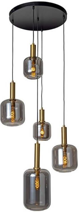 Lucide Hanglamp Joanet goud smoke glas 5 lampen online kopen