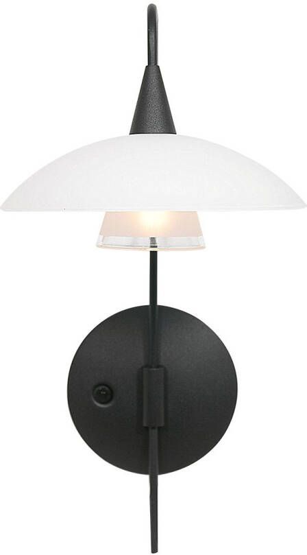 Steinhauer Design wandlamp Tallerken zwart met witte kap 2656ZW online kopen