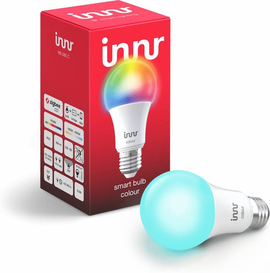 Jorz Innr Connected Lamp E27 Zigbee 3.0 Multicolor + Wit Instelbaar 2200k Tot 6500k Instelbare Intensiteit.