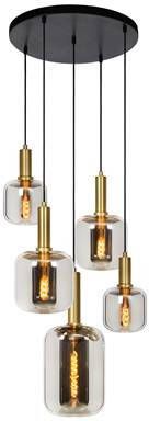 Lucide Hanglamp Joanet goud smoke glas 5 lampen