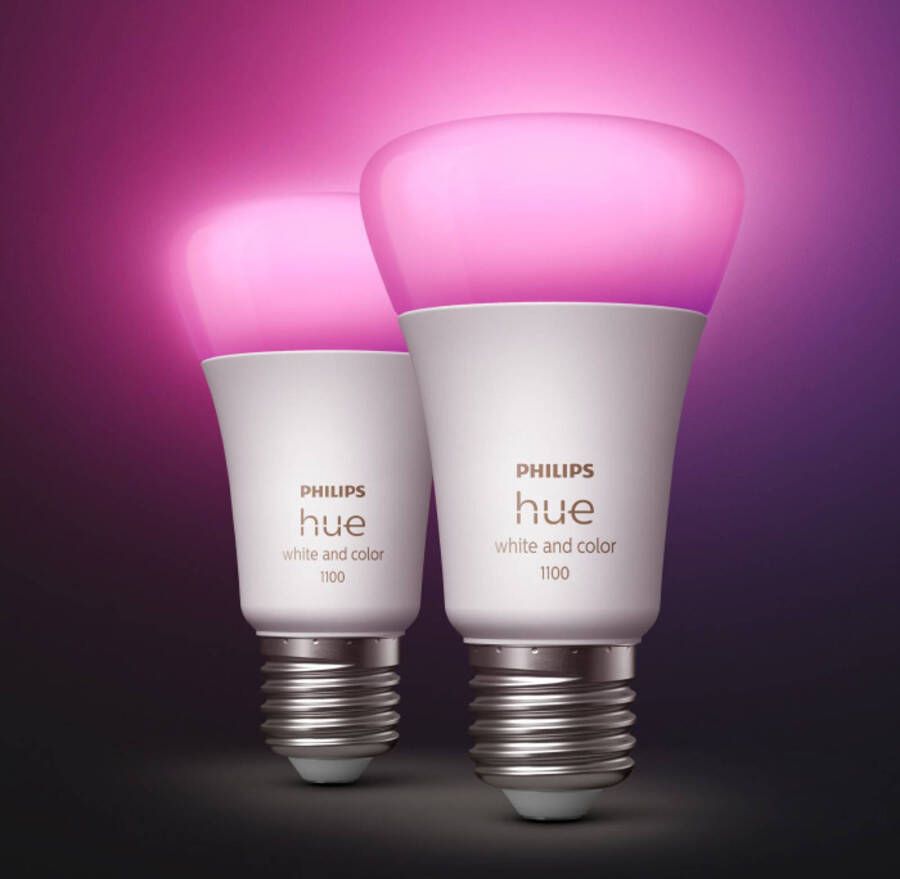Philips Hue Standaardlamp A60 E27 2 pack wit en gekleurd licht
